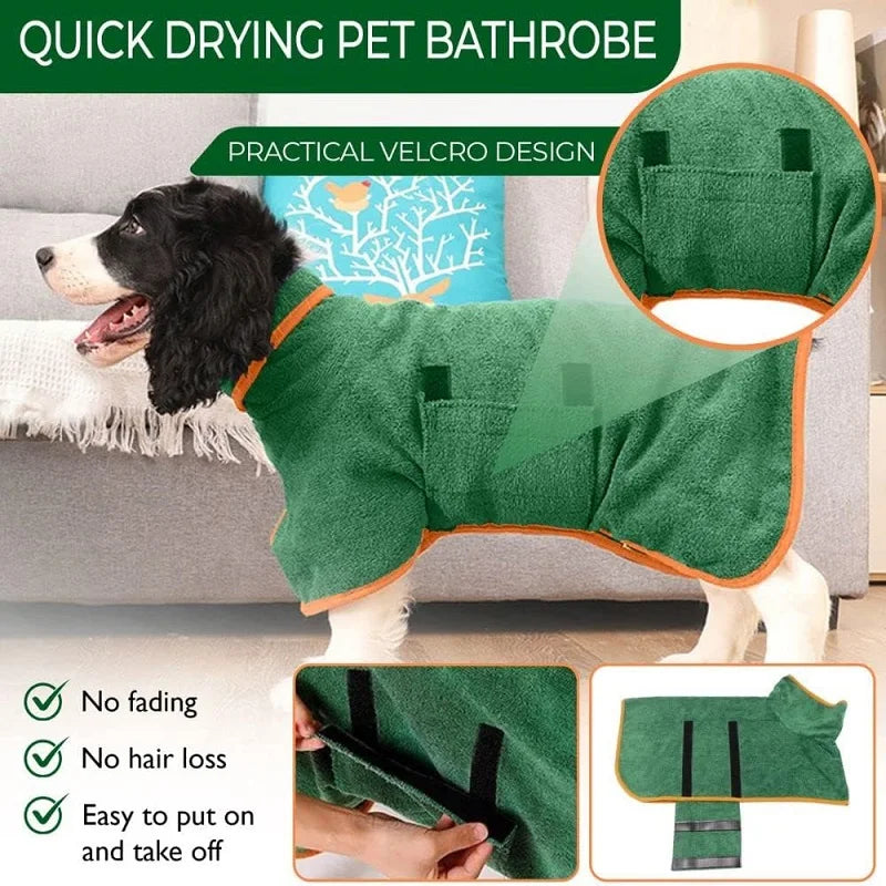 Dog Bathrobe Towel Pet Drying Coat Clothes Adjustable Pet Towel