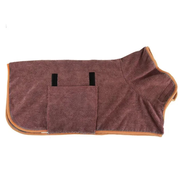 Dog Bathrobe Towel Pet Drying Coat Clothes Adjustable Pet Towel
