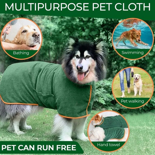 Dog Bathrobe Towel Pet Drying Coat Clothes Adjustable Pet Towel