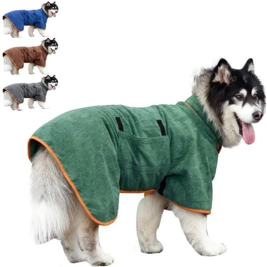 Dog Bathrobe Towel Pet Drying Coat Clothes Adjustable Pet Towel